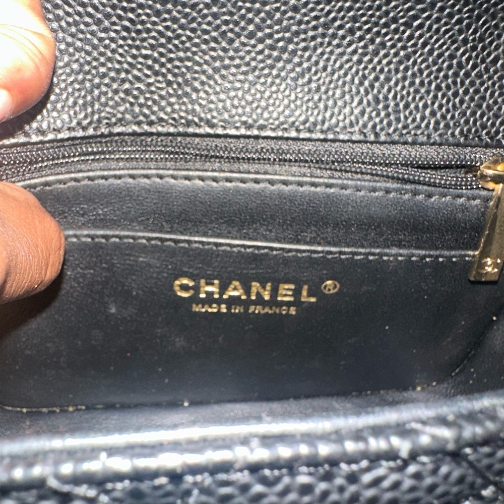 CHANEL Black Quilted Caviar Leather Mini Flap with Gold Hardware - Picture 10 of 12